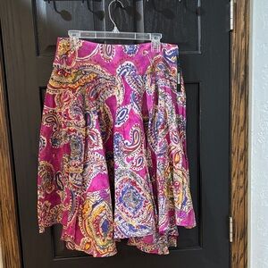 Lauren Ralph Lauren Asymmetrical Skirt in Pink and Purple Paisley